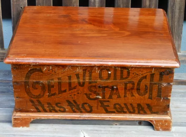 Celluloid Starch Co. Antique Wooden Crate Laundry Chest Vintage