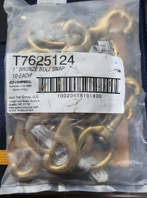 Campbell 1'' Bronze Bolt Snap ~ Lot Of 10 ~ T7625124