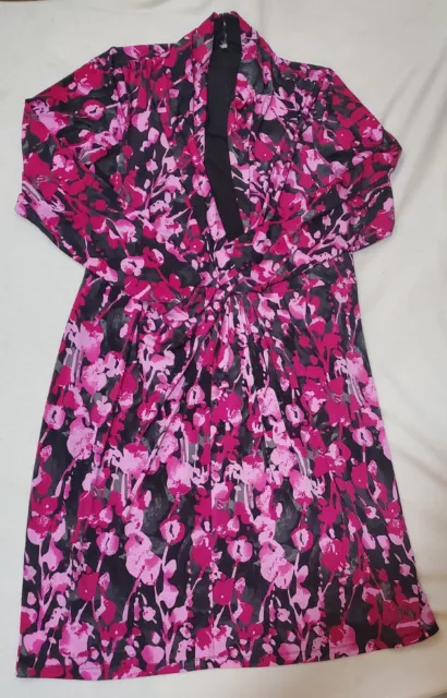 Mynt 1972 Pink Black Floral Wrap Dress 2X