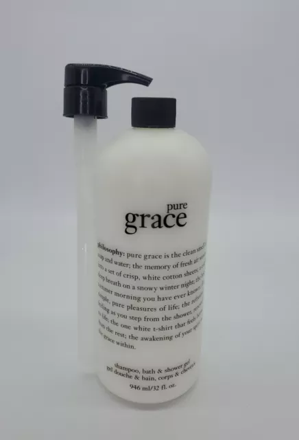 Philosophy Pure Grace Shampoo, Bath & Shower Gel 32oz w/ Pump JUMBO SIZE SEALED