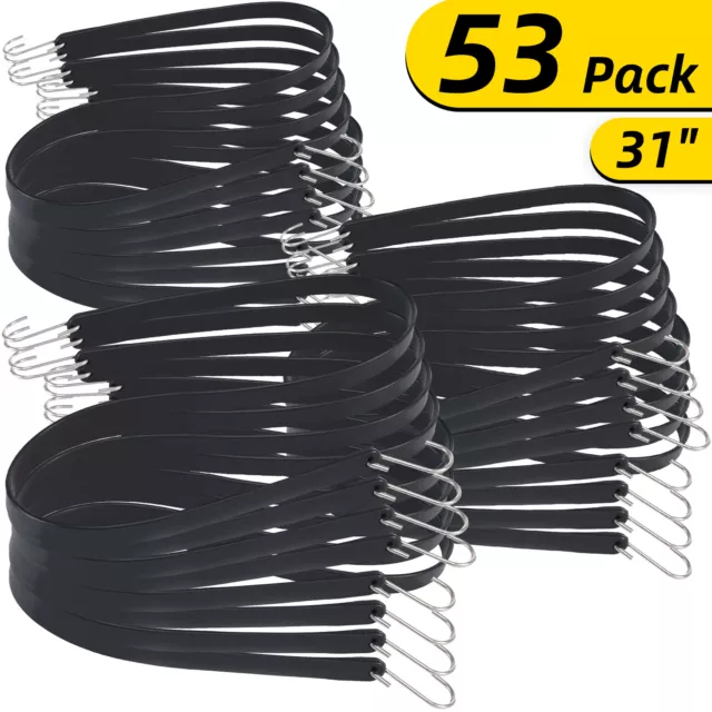 VEVOR Rubber Bungee Cords Rubber Trap Straps EPDM 53Pack31" Long with S Hooks