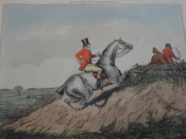 Antique Colored Engraving Plate 4 Henry Alken Hunting Recollections Essex To Wit