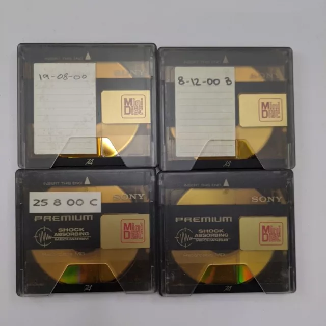 4x Sony Premium Gold MDW74 Blank Mini Disc Minidiscs MD 74 A3