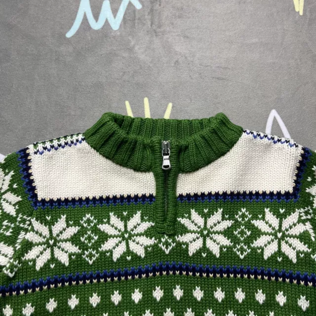 Lands’ End Green Baby Boy Fair Isle Sweater 6-12 Months 3