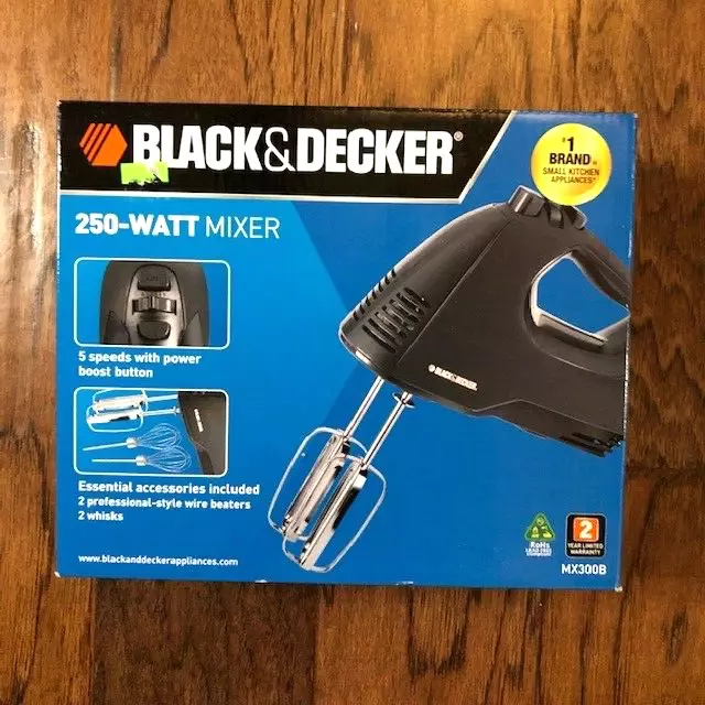 BLACK+DECKER 5-Speed Hand Mixer with Turbo Boost, Black, MX400B 