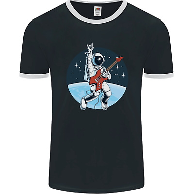 Space Rock Funny Astronaut Guitar Guitarist Mens Ringer T-Shirt FotL