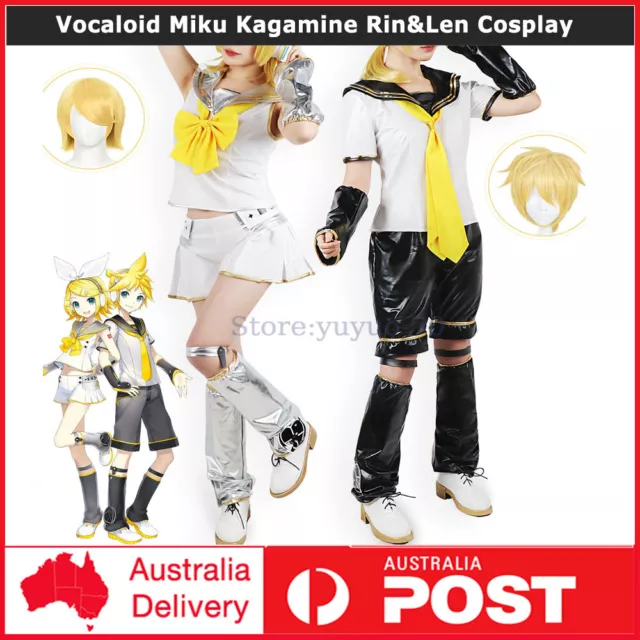 Vocaloid Miku Kagamine Rin&Len Cosplay Completed Outfit+Headset Prop Halloween