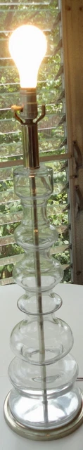 Midcentury Modern Johansfors Sweden TOTEM Clear Blown Art Glass 27" Table Lamp