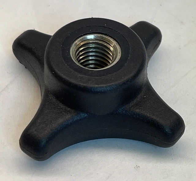 1 Clamping Knob 2” Plastic Four Pointed  Head Female 3/8-16 Black (23D29)