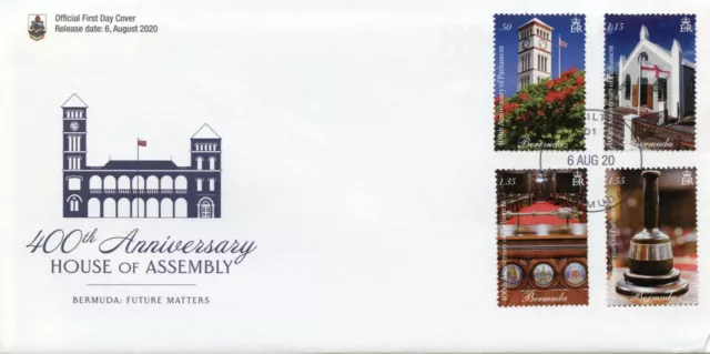Bermuda Architecture Stamps 2020 FDC Parliament 400th Anniv Flags 4v Set