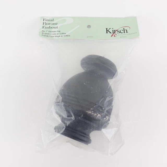 Kirsch Wood Trends Black Finial Pair Fits 1-3/8" Curtain Drapery Poles