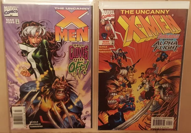 Uncanny X-Men #353 & 355 Sauron Deathbird Alpha Flight Marvel 1997  Newsstand