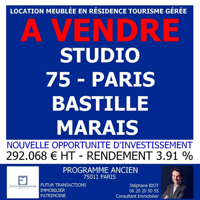 75011 Paris - Studio Meublé - 24.50 M² - Pour Investisseur