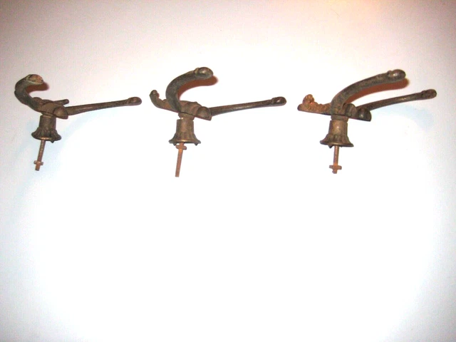 Set of 3 Victorian Cast Iron Double Hall Tree Coat & Hat Hooks 5