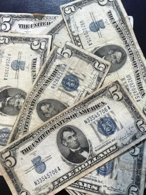 1934 Well Circulated Five Dollar ($5) Silver Certificate Bill - Buying 1 Note
