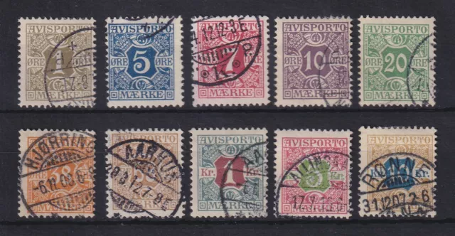 Dänemark 1907 Verrechnungsmarken AVISPORTO Mi.-Nr. 1-10 X Satz 10 Werte O