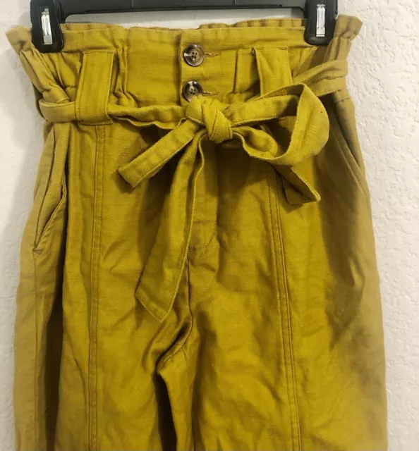 Who What Wear Paper Bag 100% Cotton Golden Mustard Color Pants - Size 2 3