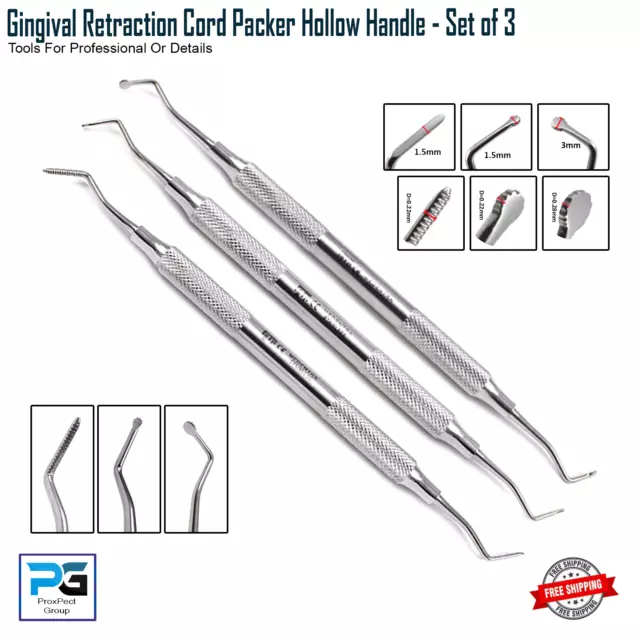Gingival Cord Packer Retraction Dental Atraumatic Placement Packing Instruments