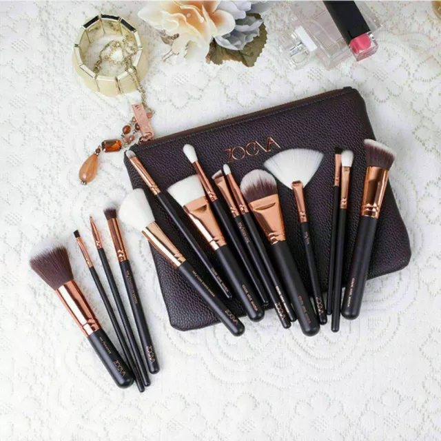 DE 15pcs Make Up Bürsten Brush Set Rosegold Pinsel Verfassungs Schönheit Tasche