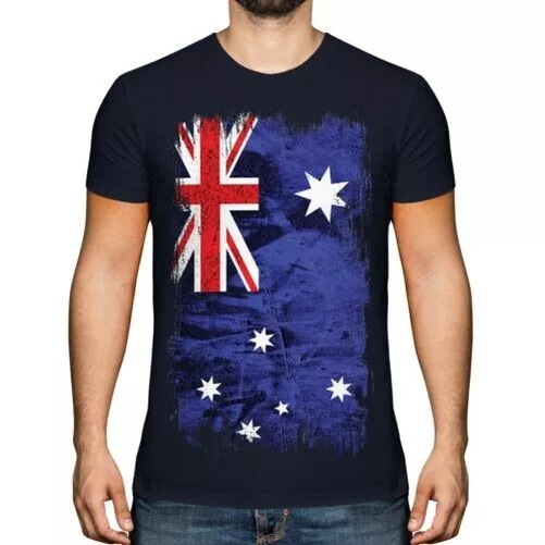 Australie Drapeau Grunge Hommes T-Shirt Australien Maillot de Football Cadeau
