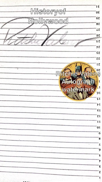 Rare, One Of A Kind Authentic Ritchie Valens Autographed “Dates to Remember”