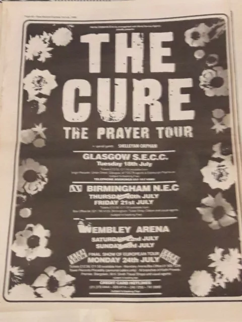 THE CURE - magazine advert / small poster KISS ME prayer tour PICTURES OF YOU * 3