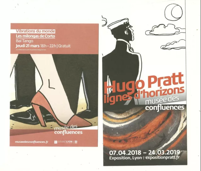BD 2 Cartes Ex Libris CORTO MALTESE Lyon Musée des Confluences 2018 - Hugo Pratt