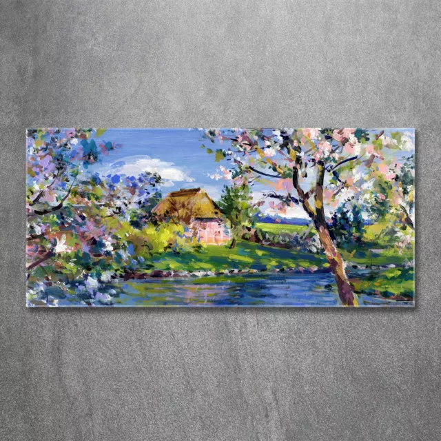 Tulup Pittura Su Vetro Tempereto Immagine 120x60cm - Paesaggio Primaverile