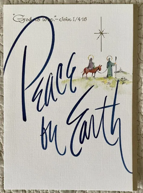 Unused Christmas PEACE ON EARTH Donkey Mary Joseph Travel Greeting Card 1990s