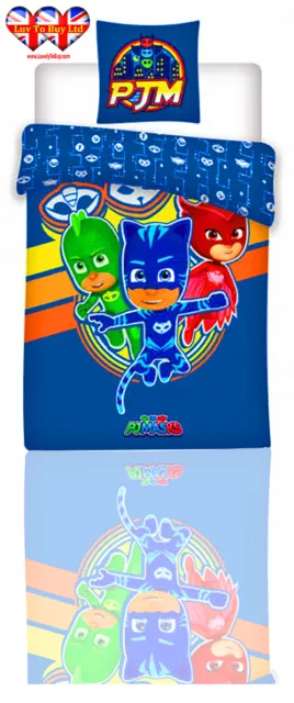 PJMasks Duvet Set,Single Duvet Cover& Pillowcase, Official Licensed (200X140cm)