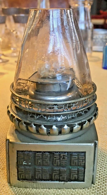 Lampe à Opium Ancienne En Laiton Et Verre - Provenance Indochine, Pièce De Collection