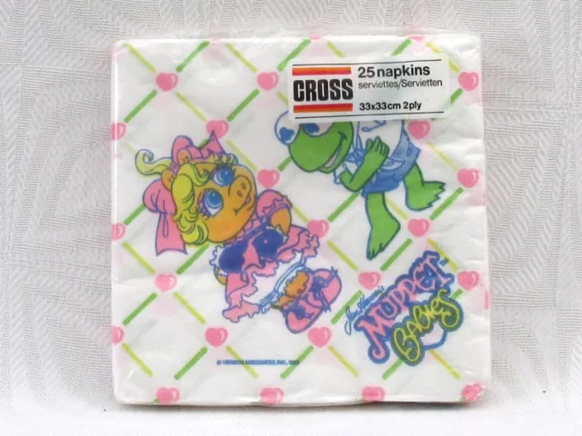 Vintage Cross Character Napkins Muppet Babies x25 Unopened Kids Party 1980s