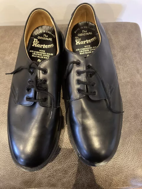 Mens Dr Martens  The Original Solovair Black Shoes- 8-Made In England-*Rare*