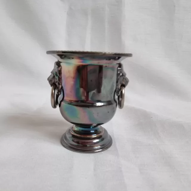 Viners Of Sheffield Lion Head Handle Urn Silver Plated Vase/Toothpick Holder