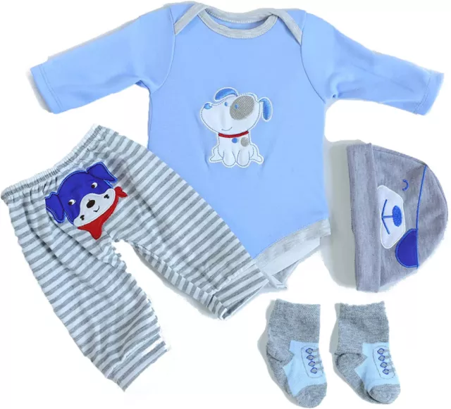 18"-22" Reborn Dolls Clothes Baby Doll Newborn Boy Blue Dog Clothing Outfit Gift