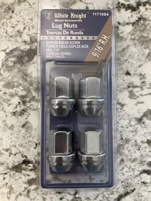 White Knight 11710D4 - Wheel Lug Nuts, 9/16" R.H, 4 PC, Hex: 7/8" White Knight 11710D4 - Wheel Lug Nuts, 9/16" R.H, 4 PC, Hex: 7/8"
