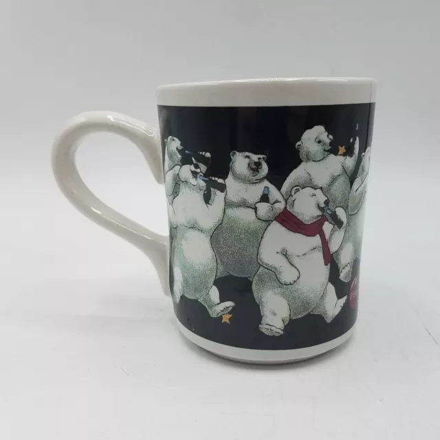 Coca Cola Polar Bears Sitting Red Scarf White Ceramic Coffee Mug Tea Cup