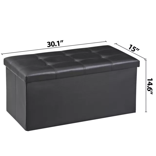 Black Folding Storage Ottoman 30" Storage Bench For Bedroom Hallway Storage Use