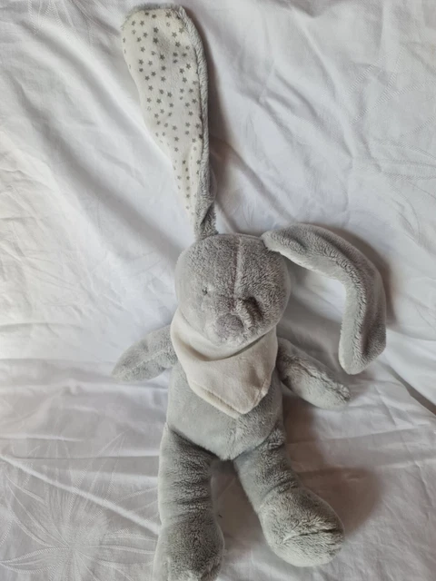 Doudou Lapin  gris blanc étoiles argent VERTBAUDET Vert Baudet État Neuf