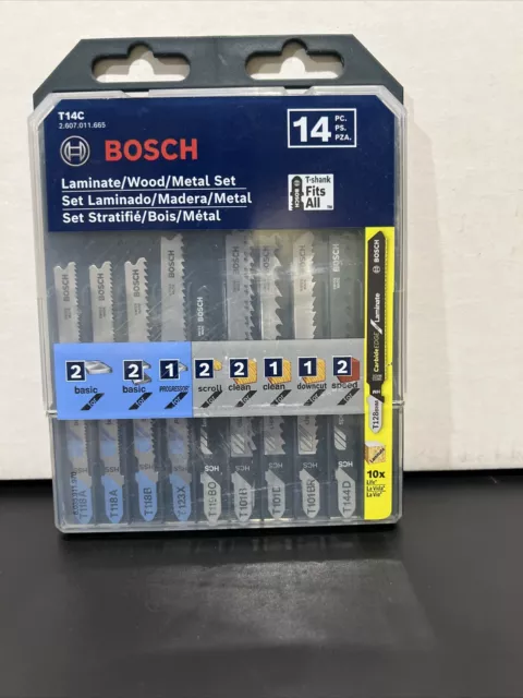 Bosch T14C 14 pc. Laminate/Wood/Metal T-Shank Jig Saw Blade Set