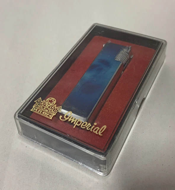 Vintage Kron Imperial Cigarette Lighter Blue With Case Korea