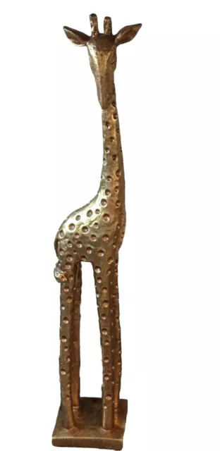 16" Gold Metallic Embossed Giraffe Statue Figurine Sculpture Possibly Handmade