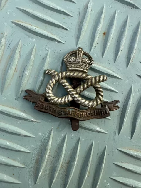 WW1 Military cap badge officers South Staffordshire regiment Brass & Silver .