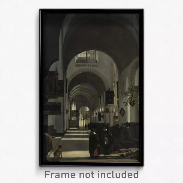 Emanuel de Witte - Interior of a Church Print 11x17 Art Poster