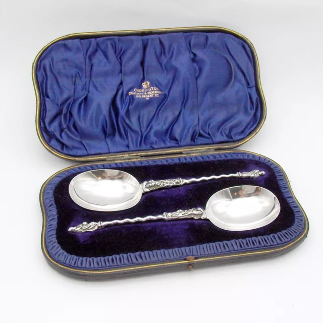 English Apostle Spoons Pair Sterling Silver London 1900 Boxed