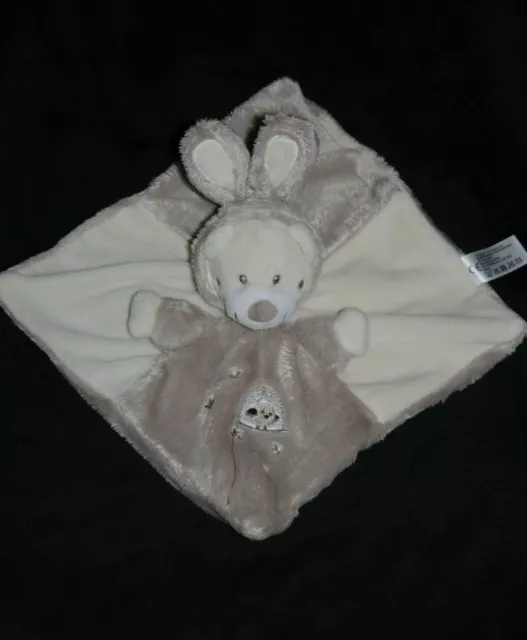 Doudou plat ours déguisé lapin SIMBA TOYS beige crème oiseau cage étoiles NEUF