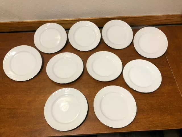 Vintage Norleans China Estate 6 3/8" Bread Plates White Swirl Pattern Porcelain