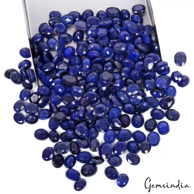 700 Cts Natural Royal Blue Sapphire 7- 10mm Loose Oval Faceted Jewelry Gemstones