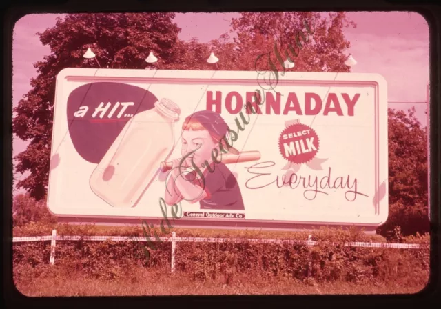 Hornaday Milk Billboard Sign 1950s 35mm Slide Baseball