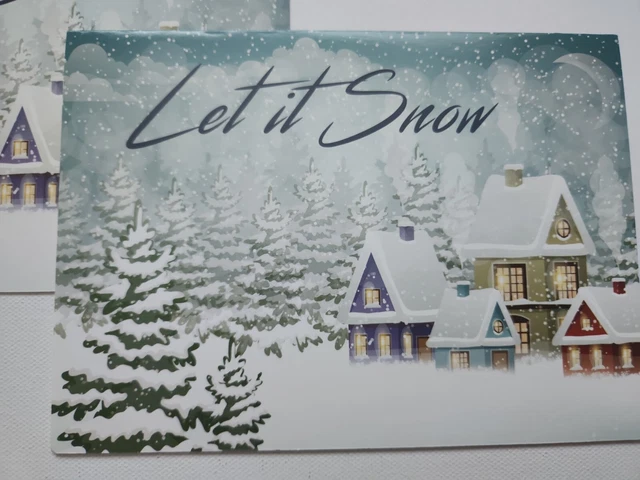 2 tarjetas de felicitación de Navidad Let It Snow con sobre